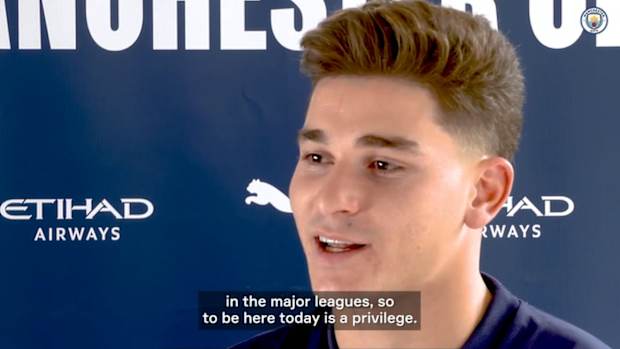 Julian Alvarez' first Man City interview